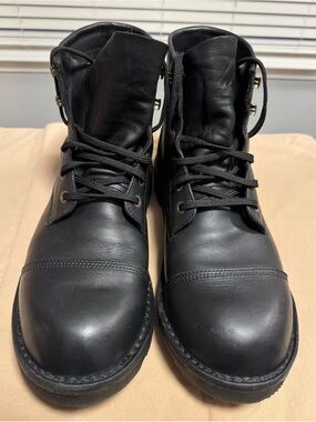 Jim Green- 719 Tyre Wedge -Black Leather Lace-Up Boots